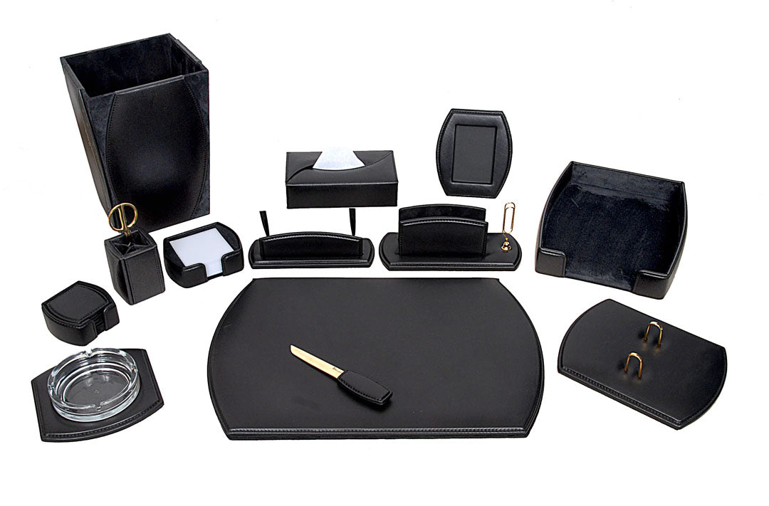 Executive Leather Desk Set with Accessories