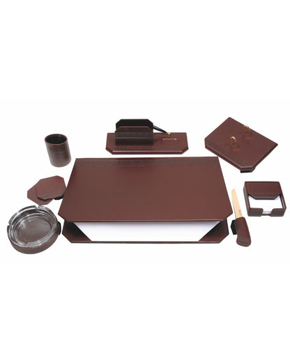 Executive Leather Desk Set with Accessories