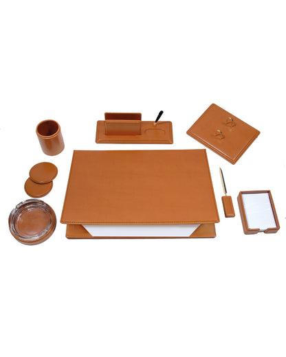 Executive Leather Desk Set with Accessories