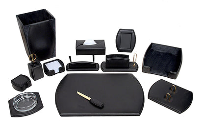 Executive Leather Desk Set with Accessories