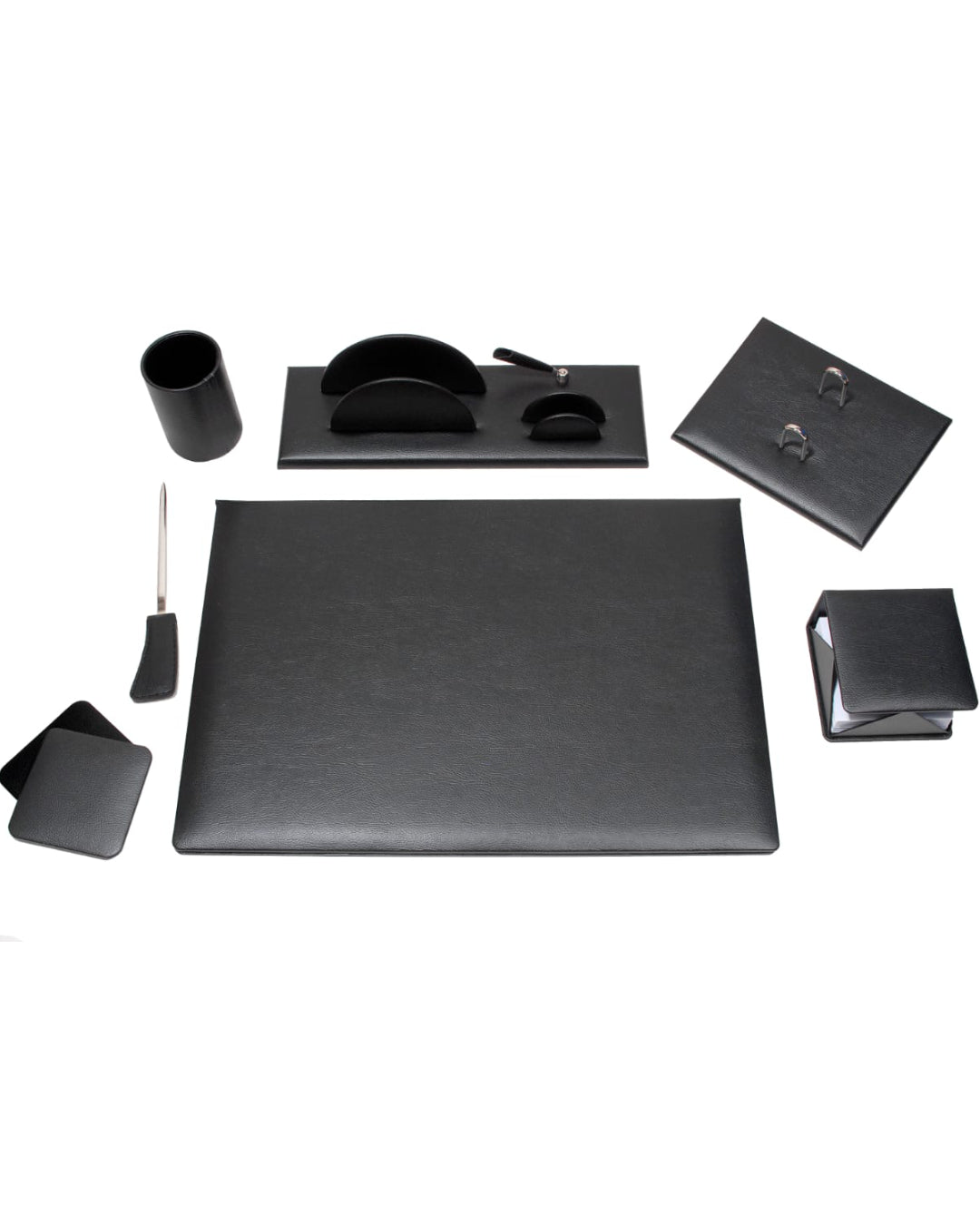 Executive Leather Desk Set with Accessories