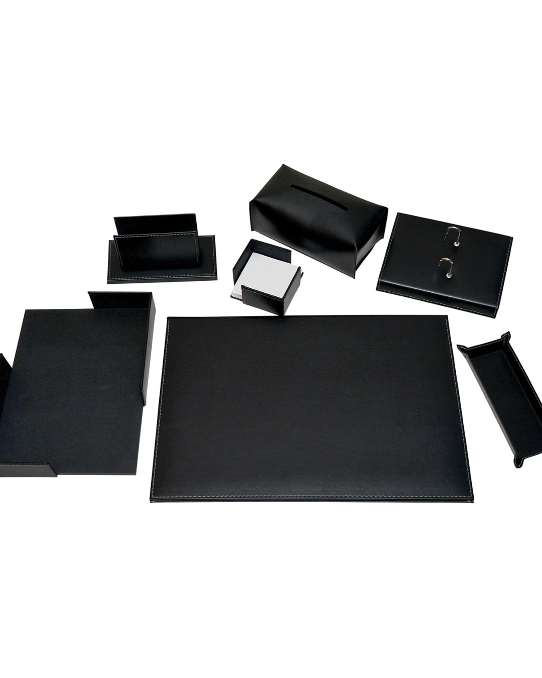 Executive Leather Desk Set with Accessories
