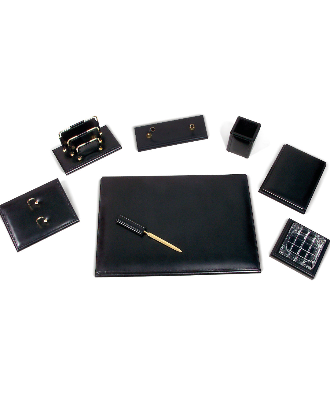 Executive Leather Desk Set with Accessories