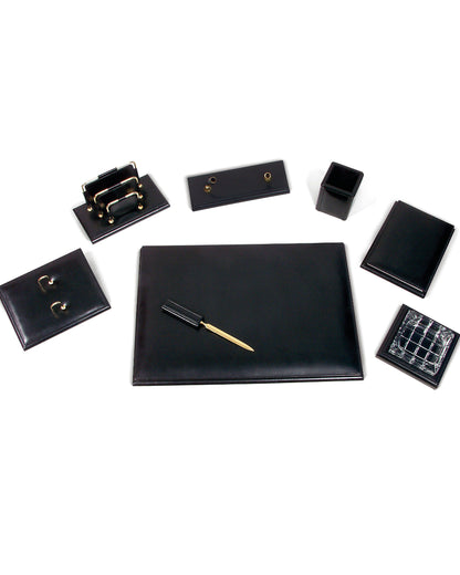 Executive Leather Desk Set with Accessories