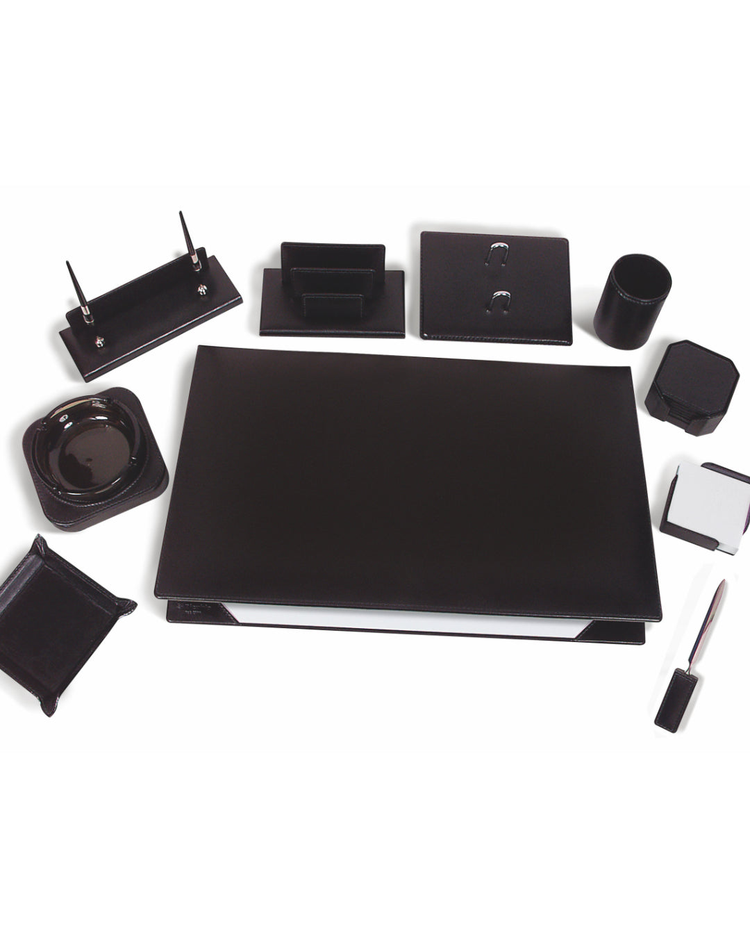 Executive Leather Desk Set with Accessories